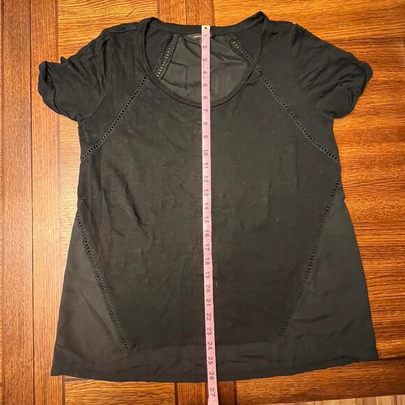 Banana Republic Slub Black Dual Linen Short Sleeve Shirt Crew Neck Size Medium - Picture 9 of 10